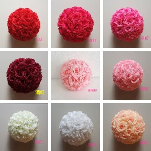 Hot 10''25cm Flower Ball Wedding Decorations Silk Kissing Pomander rose Flowers Balls Wedding bouquet Hanging Party Flower Ball