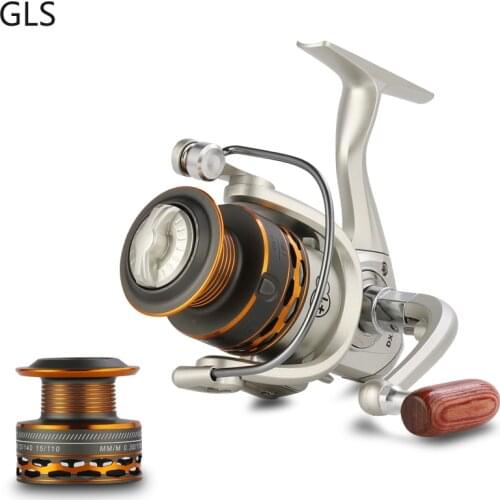 GLS Brand 12+1BB Wooden Handshake Spinning Fishing Reel With Spare Spool 5.2:1 Saltwater/Freshwater Carp Fishing Coils