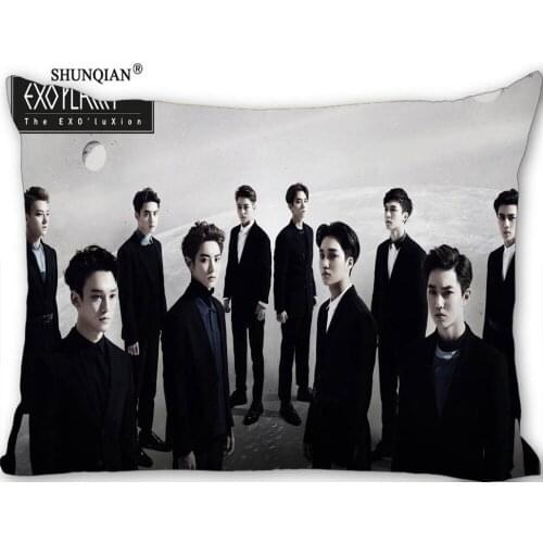 Hot Nice EXO Rectangle Pillowcase zipper Wedding Custom Pillow Case For Bedroom Pillow Cover(two sides) 17-12.29