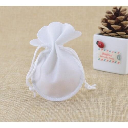Velvet Bags Jewellery Pouches 100pcs 7*9cm White Small Drawstring Bags for Jewelry Necklace Earrings Rings Packaging Bags