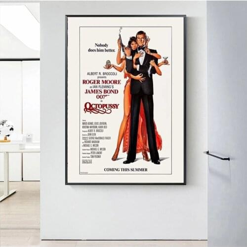 Movie Poster James Bond 007 Wall Art Canvas Painting British Legend Vintage Print Pictures for Bar Living Room Decor Cuadros