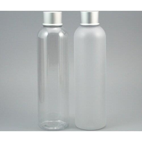 40pc/lot 250ml Plastic Makeup Water Bottle, Screw Cap, Empty Toner Container, Refillable Lotion Bottle ,Silver Aluminum Top