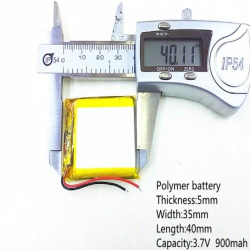 Polymer battery Thickness:5mm Width:35mm Length:40mm Capacity:3.7V 900mah For Mp3 MP4 MP5 GPS mobile bluetooth