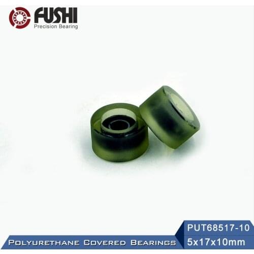 PU 685 Polyurethane Covered Bearing 5*17*10 mm ( 2 Pcs ) Shaft 5mm PU68517-10 Urethane Cover PU685 Bearings