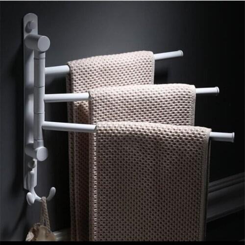 Folding Movable Bath Towel Bars Bath Towel Racks 304 stainless steel Towel Hanger Wall Mounted 2-4 Layers Rotatable Towel Holder