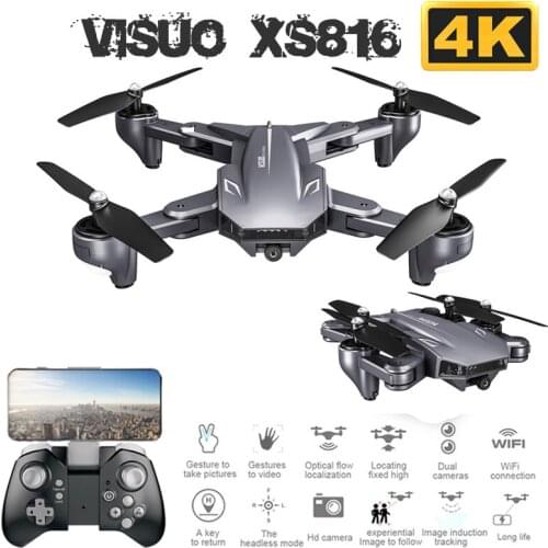 Visuo XS816 RC Drone with 50 Times Zoom WiFi FPV 4K /720P Dual Camera Optical Flow Quadcopter Foldable Selfie Dron VS SG106 E58