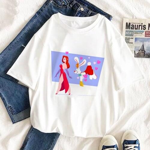 Roger Rabbit Jessica Rabbit Print Women Summer T-shirt Girl Short Sleeve Graphic Tees Gift Female Harajuku Tshirt Camisas Mujer