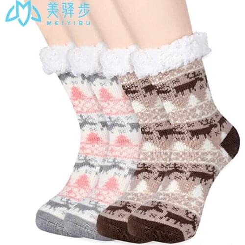 1 Pair Christmas Socks Female Autumn and Winter Mid Tube Floor Socks Adult Home Sleeping Slippers Socks Anti Slip