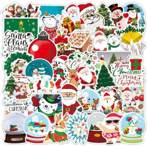 10/30/50PCS Cartoon Christmas Tree Laptop Skateboard Guitar Waterproof Graffiti Luggage Toy Decoration Sticker Wholesale