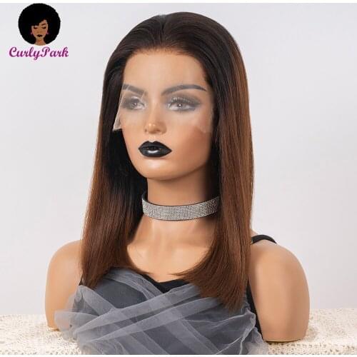 13x6 Lace Front Human Hair Wigs Straight 1BT4 Color Remy Brazilian Wigs 150% For Black Women Ombre Brown Wigs Lace Front