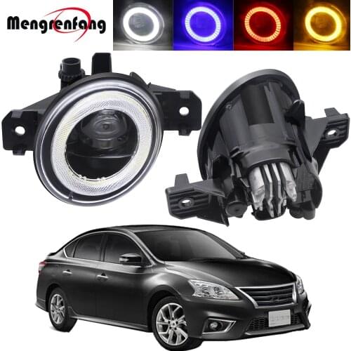 2in1 Design Car Driver + Passenger LED Fog Light Angel Eye Daytime Running Lamp 30W 8000LM 12V For Nissan Sylphy 2006 2007 2008