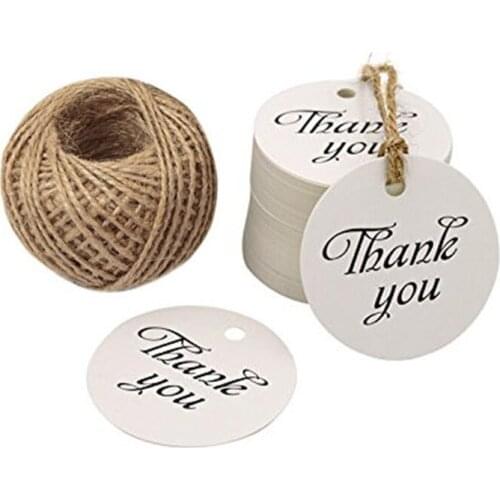 300PCS Paper Gift Tags 1.2'' Round Paper Labels with 100 Feet Jute Twine Hand made for Price Tags DIY Crafts wedding party favor