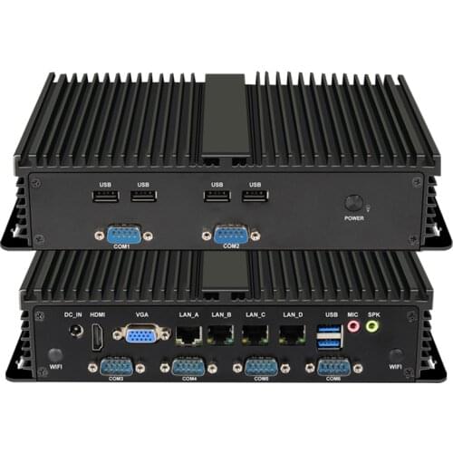 4 Nics 6 COM SIM Industrial Fanless Barebone Mini PC Computer Server Windows Core i3 4010U I5 4200U HTPC