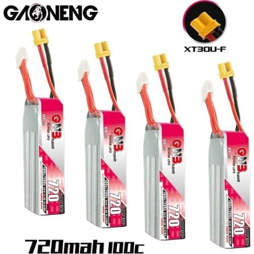 4Pcs GNB 720mAh 22.8V 6S HV Rechargeable Lipo Battery 100C XT30U-F Plug for RC FPV Tinywhoop Frame Kit Tinywhoop Racing Drone