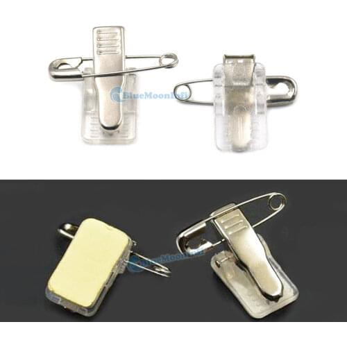 50 Pcs / Lot Safety Brooches Badge Holders Pin Clips Self Adhesive Sticker For Label Fixing Name Plate ID Card Tag