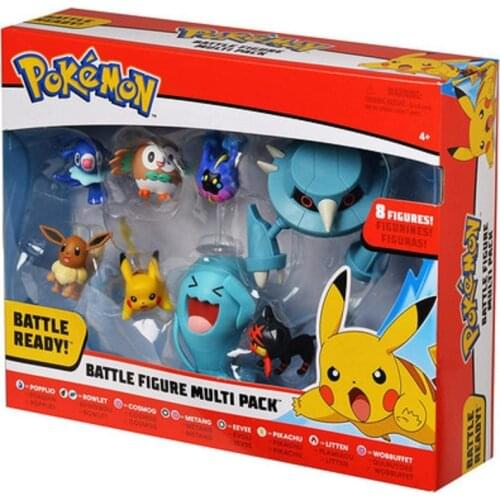 8pcs/set Pikachu Pokemon Pocket Monster detective Pikachu Doll PVC Action Figure toys dolls Battle collector Decoration Kid gift