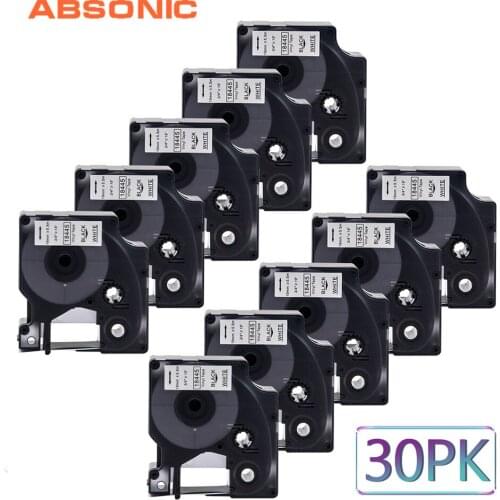 Absonic 30PCS 19mm IND Vinyl DYMO Rhino 18445 Black on White Labeling Tape Industrial Cartridge For Rhino 4200 5200 6000 Printer