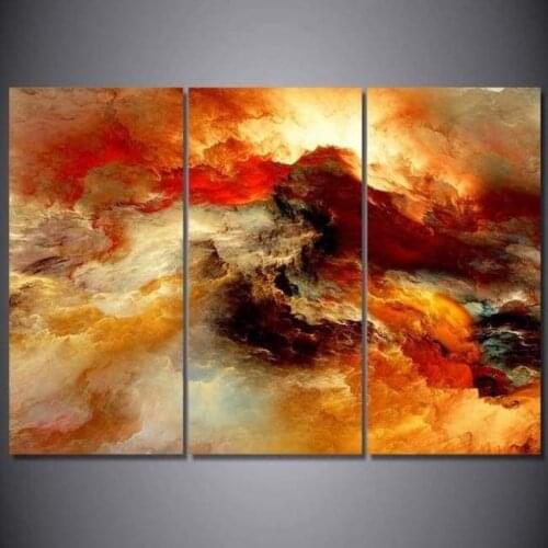 Abstract oil painting colorful clouds 3 panels Canvas Art Prints Modern Poster Drop shipping