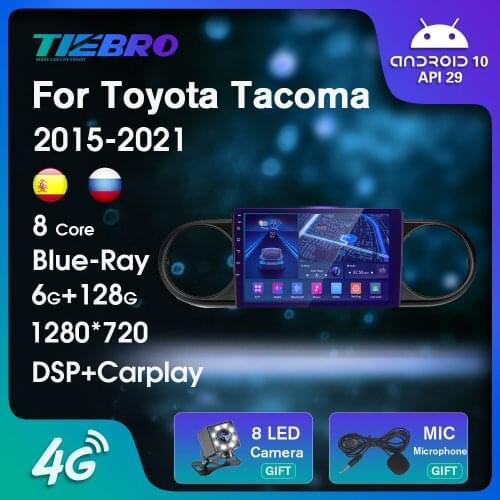 2 DIN Android 10.0 Car Radio For Toyota Tacoma N300 2015-2021 Blu-ray IPS Auto Radio GPS Navigation Bluetooth Player Car Stereo