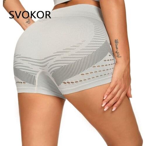 SVOKOR Seamless Shorts Sport Women High Waist Gym Fintess Sports Push Up Running Workout Quick Dry Female Short Pants Elastic