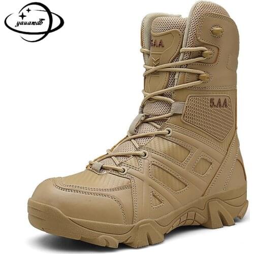 39-47 Mens Boots Autumn Winter Male Desert Work Safety Boots Mid-calf Round Toe Lace-up Outdoor Wear-resisting Man Shoes H100