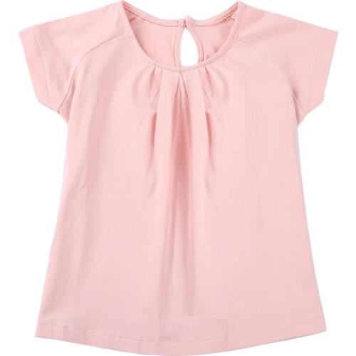 Cheaper Girls 100% Cotton Summer T Shirt Children Girls Pink Blue Yellow 2-6T Loose Dress Top Tees Clothing Baby Kids Cothes