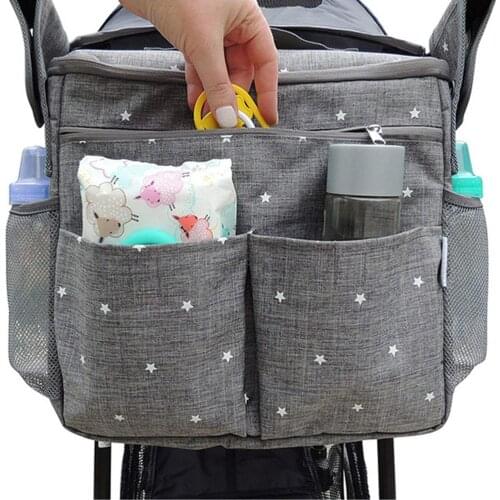Multi Pockets Baby Stroller Hanging Bag Pushchair Diaper Bottle Storage Pouch wheel chairs, car seats, shopping carts and more