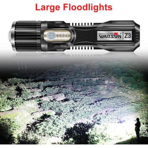 Two Colors Led Flashlight Powerful Light Adjustable Focus 5000 lumens USB Flashlight Outdoor Bicycle Light Nonslip Waterproof