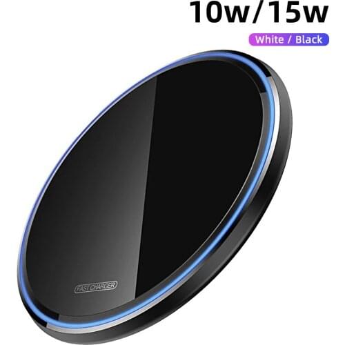 FOSITAN Wireless Mirror Fast Charger 10W 15W Ultra Thin Aluminum Alloy Tabletop Induction Charger for Smartphone
