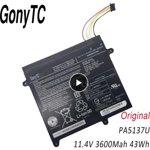 GONYTC 11.4V 43Wh 3600mAh Original PA5137U-1BRS Laptop Battery For Toshiba Satellite Protege Z10 Z10t-A-13V PA5137U