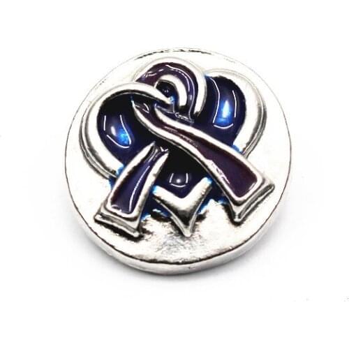 Hot Sale 18mm Enamel Breast Cancer Awareness Ribbon Snap Buttons Charms For Women Snap Bracelet Necklace DIY Jewelry