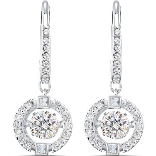 Huitan New Trendy Women Dangle Earrings Round Cubic Zirconia Pendant Graceful Bridal Marriage Earrings Wedding Eternity Jewelry