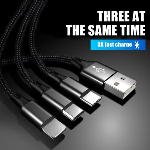 Data Line 3 in 1 cable For Android ios Type-c Mobile Phone Multi-function Usb One Dragging Three Data Charge Cable