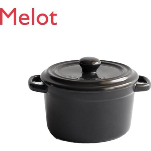 Ceramic Creative Fruit Salad Bowl Cute Dessert Bowl Stew Tureen Bowl with Lid Baking at Home Bowl Binaural Baking Bowl