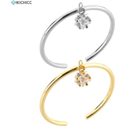 KIKICHICC 100% 925 Sterling Silver Slim One Star Zircon Resizable Ring Adjustable Fine Jewelry Round Slim Luxury Jewels