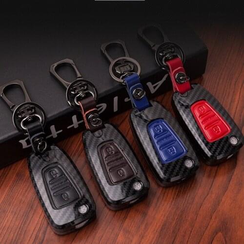 Carbon fiber leather car key cover case for Kia RIO K2 K5 Sportage Sorento Ceed For Hyundai i20 i30 i35 iX20 iX35 Solaris Verna
