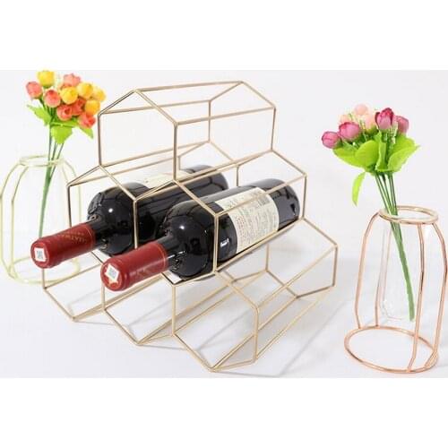 Creative Geometric Wine Rack Metal Simple Household Grape Wine Rack Restaurant Living Room Bar Wine Cabinet Wine Display