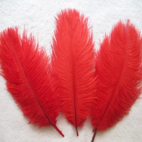 Hot! 10Pcs/lot Natural 15-20cm 6-8 inch red Color Ostrich Feathers ostrich plumes for party /wedding decorative