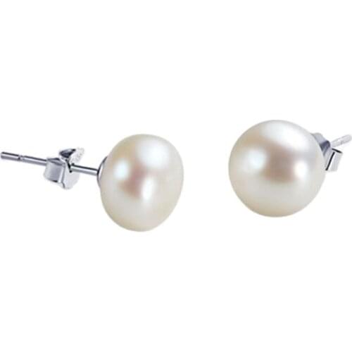 MADALENA SARARA 6-7-8mm Freshwater Pearl Earrings Silver Plated Natural White Pearl Earrings