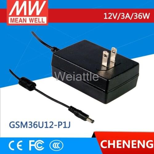 MEAN WELL original GSM36U12-P1J 12V 3A meanwell GSM36U 12V 36W AC-DC High Reliability Medical Adaptor