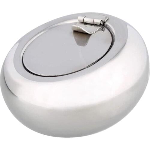 Metal Ashtray with Lid, Cigarettes Tray Closed Ashtray for Cigarettes, Ash Tray Outdoors with Lid Holder - Large