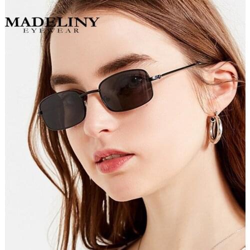 MADELINY New Rectangle Sunglasses Women Men Brand Design Square Sun Glasses For Man Alloy Frame Gradient Sunglasses MA022