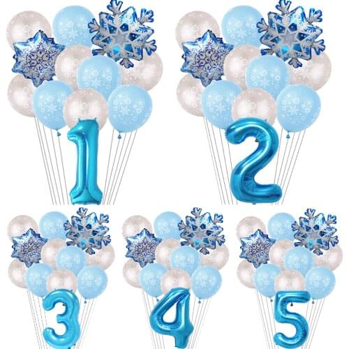 New Year Christmas Snowflake blue Number Balloon Set Baby Shower birthday Party Supplies Wedding Halloween Decorations