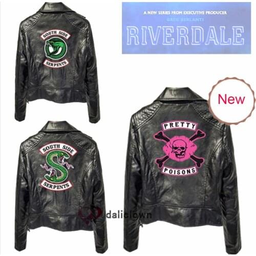 New 2020 Riverdale PU Print Logo Southside Riverdale Serpents Jacket Women Riverdale Serpents Streetwear Faux Leather Jacket