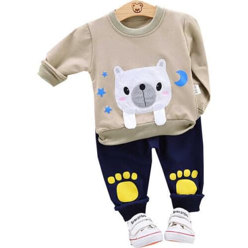 New Spring Autumn Children Cartoon Clothes Baby Boys Girls Fashion T Shirt Pants 2Pcs/sets Kid Infant Costume Toddler Sportswear