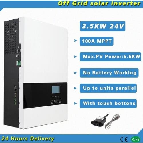 3000W 24VDC Off Grid Pure Sure Wave Solar Inverter With 100A 120-450VDC PV Input MPPT No Battery Working With WIFI Bluetooth