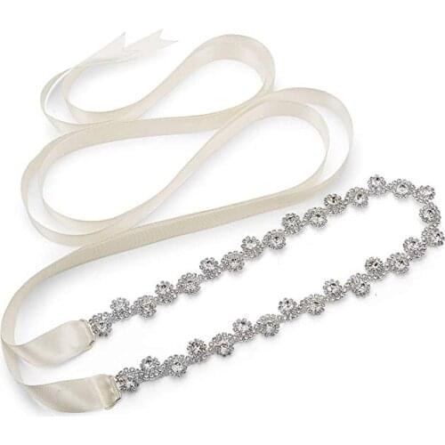Thinnner Jeweled Bridal Belt Applique Rhinestone Wedding Belt Sash for Party Prom Evening Dresses Gown