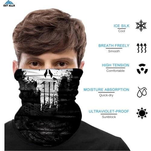3D Punisher Neck Gaiter Cycling Bandana Tubular Scarf Venom Scaldacollo Motorcycle Facemask Cuello Buff Biker Half Mask Army Men