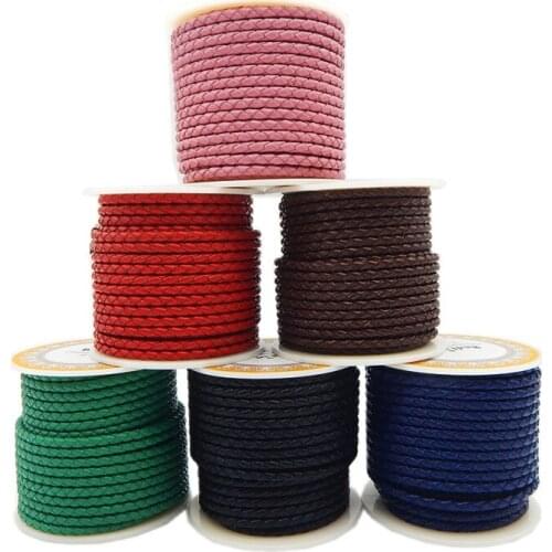 5mm Width Leather Cords Woven Leather Cowhide Ropes 4 meters/roll Many Kinds Of Colors