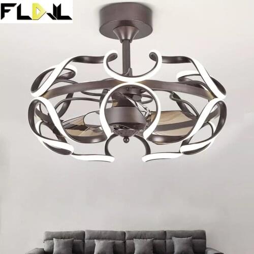 Nordic Invisible Fan lights Frequency Conversion Chandelier with Remote Control for Home Bedroom Restaurant 220v Creative Simple